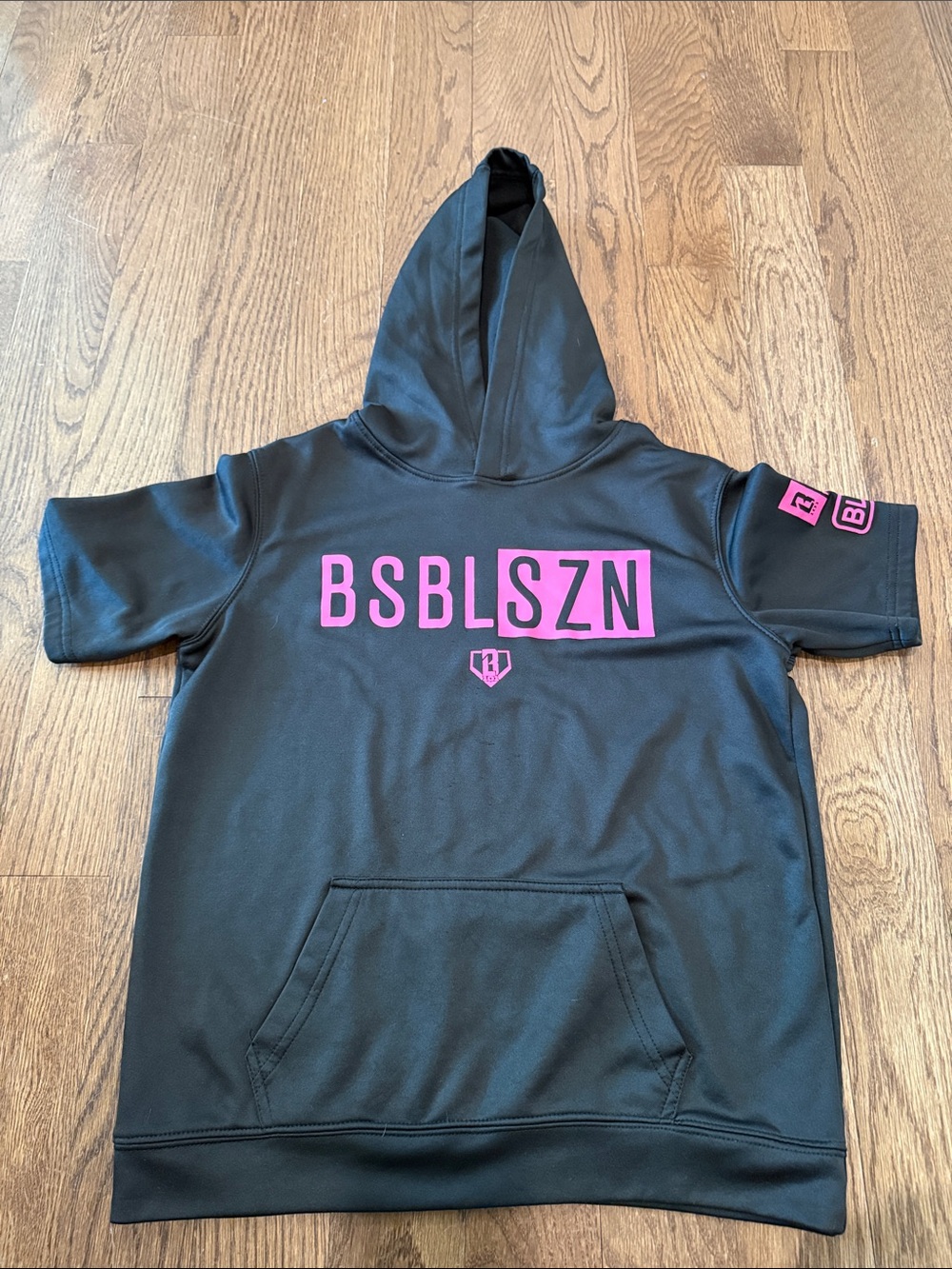 BSBL SZN Kids Black Hoodie with Pink Logo